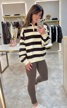 Load image into Gallery viewer, BROWN CREAM BUTTON DETAIL KNIT