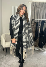 Load image into Gallery viewer, GREY ZEBRA PRINT COSY SCARF