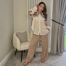 Load image into Gallery viewer, CREAM EMBROIDERED TRIBAL SHIRT