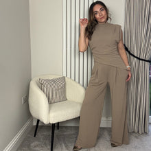 Load image into Gallery viewer, TAUPE SLEEVELESS TOP AND TROUSER CO-ORD