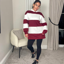Load image into Gallery viewer, BURGUNDY STRIPE HOODIE