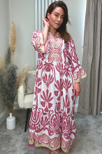 Load image into Gallery viewer, FLORAL PRINT BUTTONED MAXI DRESS -rose
