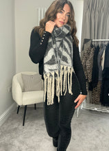 Load image into Gallery viewer, GREY ZEBRA PRINT COSY SCARF
