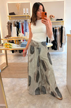Load image into Gallery viewer, ELASTICATED WAIST ABSTRACT WIDE LEG TROUSERS- beige
