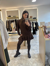Load image into Gallery viewer, BROWN PLEATED SWEATER DRESS