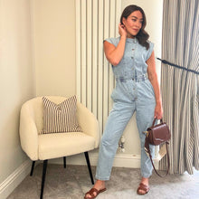 Load image into Gallery viewer, LIGHT WASH UTILITY JUMPSUIT