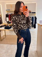 Load image into Gallery viewer, FUNNEL NECK DEER PRINT CARDIGAN - brown
