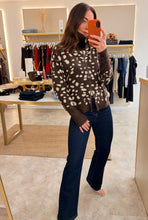 Load image into Gallery viewer, FUNNEL NECK DEER PRINT CARDIGAN - brown