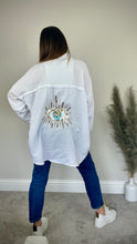 Load image into Gallery viewer, WHITE CHEESECLOTH EYE MOTIVE SHIRT