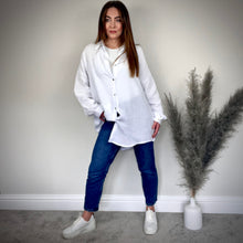 Load image into Gallery viewer, WHITE CHEESECLOTH EYE MOTIVE SHIRT