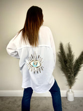Load image into Gallery viewer, WHITE CHEESECLOTH EYE MOTIVE SHIRT