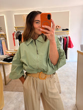 Load image into Gallery viewer, CROPPED PUFF SLEEVE JACKET - sage
