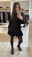 Load image into Gallery viewer, BLACK PLEATED SWEATER DRESS
