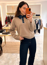 Load image into Gallery viewer, DENIM RUFFLE COLLAR KNIT - taupe
