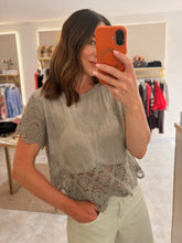 Load image into Gallery viewer, CROCHET DETAIL EMBROIDERED TOP - mocha
