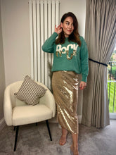 Load image into Gallery viewer, GREEN SEQUIN ROCK KNIT
