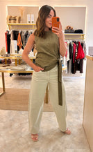 Load image into Gallery viewer, TIE DETAIL LINEN TOP - olive
