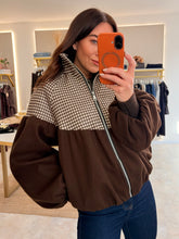Load image into Gallery viewer, FUNNEL NECK TWO TONE JACKET - brown
