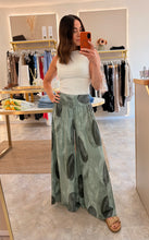 Load image into Gallery viewer, ELASTICATED WAIST ABSTRACT WIDE LEG TROUSERS-khaki
