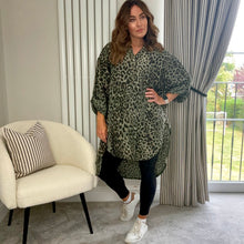 Load image into Gallery viewer, KHAKI ANIMAL PRINT OVERSIZED SHIRT
