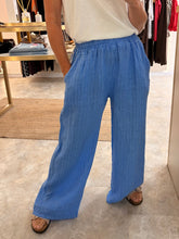 Load image into Gallery viewer, CORNFLOUR BLUE PINSTRIPE LINEN BLEND TROUSER
