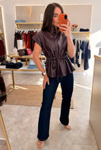 Load image into Gallery viewer, FAUX LEATHER DRAWSTRING GILET - plum

