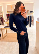 Load image into Gallery viewer, BASIC FINE KNIT JUMPER WITH BUTTON DETAIL - navy
