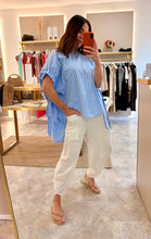 Load image into Gallery viewer, STRIPE BOW SLEEVE OVERSIZED SHIRT
