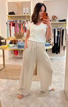 Load image into Gallery viewer, BEIGE STRIPE POCKET TROUSERS
