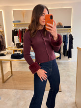 Load image into Gallery viewer, DETACHABLE FUR CUFF RIBBED KNIT CARDI - burgundy
