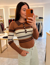 Load image into Gallery viewer, CHESTNUT STRIPED RIB BODY SUIT
