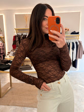 Load image into Gallery viewer, SHEER LACE MOCK NECK TOP - brown
