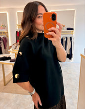 Load image into Gallery viewer, SHORT SLEEVE GOLD BUTTON DETAIL KNIT JUMPER
