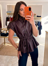Load image into Gallery viewer, FAUX LEATHER DRAWSTRING GILET - plum
