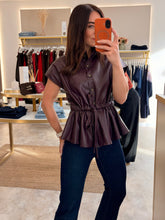 Load image into Gallery viewer, FAUX LEATHER DRAWSTRING GILET - plum
