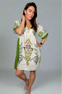 GREEN PRINT SUMMER DRESS