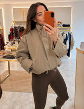 Load image into Gallery viewer, ECRU FUNNEL NECK BOMBER JACKET
