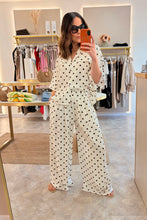 Load image into Gallery viewer, CREAM/BROWN POLKA DOT FLOATY WIDE LEG TROUSERS
