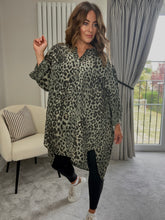 Load image into Gallery viewer, KHAKI ANIMAL PRINT OVERSIZED SHIRT
