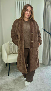 CHOCOLATE FAUX FUR COATIGAN