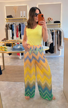 Load image into Gallery viewer, YELLOW PLISSÉ CHEVRON TROUSER
