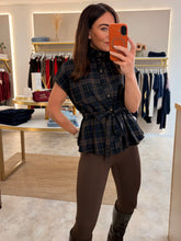 Load image into Gallery viewer, NAVY CHECK DRAWSTRING WAISTCOAT
