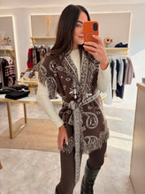 Load image into Gallery viewer, AZTEC FRINGE WRAP KNIT
