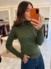 Load image into Gallery viewer, CHEVRON FRILL DETAIL KNIT -khaki
