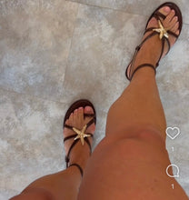 Load image into Gallery viewer, BROWN STARFISH DETAIL FLAT SANDALS
