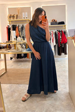 Load image into Gallery viewer, ONE SHOULDER RUCHED MAXI DRESS -navy
