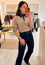 Load image into Gallery viewer, DENIM RUFFLE COLLAR KNIT - taupe
