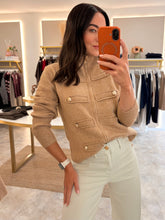 Load image into Gallery viewer, CAMEL BUTTON DETAIL ZIP UP CARDIGAN

