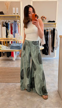 Load image into Gallery viewer, ELASTICATED WAIST ABSTRACT WIDE LEG TROUSERS-khaki
