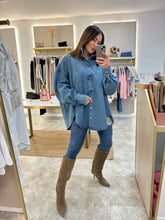Load image into Gallery viewer, STATEMENT BUTTON OVERSIZED DENIM SHIRT
